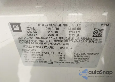 2014 Chevrolet Equinox Ls from USA, damaged, VIN 1GNALAEK1EZ125062